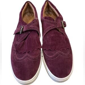 FRYE Gemma Kiltie Wine Color Suede Loafers Size 7.5 Oxford Slip On Shoes Sneaker